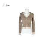 Mars Color Matching Double Button V-Neck Knit