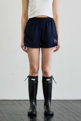 RIBBON JERSEY TRACK MICRO SHORTS / NAVY