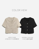 Comi Collarless Short-Sleeved Jacket