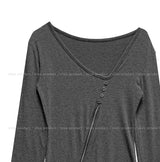 Hiko Unbalanced Button Zipper Long Sleeve
