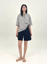  3RD REORDER HIP POCKET EMBROIDERY BLACK DENIM SHORTS LONG VERSION code 25106