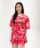 SKELETON CAMO BASEBALL JERSEY - [PINK]