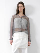 (CD-2206)SEE THROUGH WRINKLE CARDIGAN