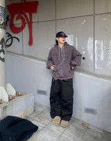 No.0998 pigment embro hood zip-up