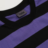 ストライプラウンド長袖Tシャツ BK/PU