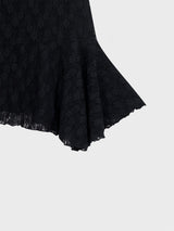 Floral Lace Midi Skirt_Black