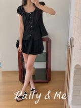 Cotton shirring blouse(2color)