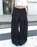 Belted wide skirt pants