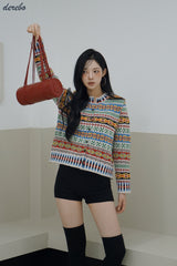 Nordic round knit cardigan