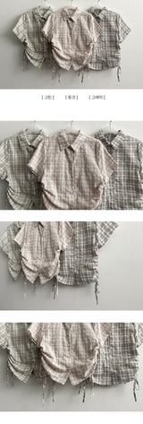  Marty Side Shirring String Short Sleeve Shirt