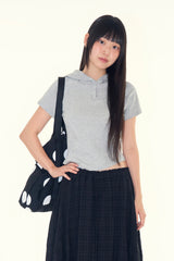 Let henley crop hoodie top
