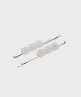 [2 set] Button bobby pin (White)