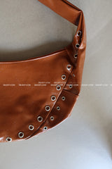 Punching Half Moon Round Shoulder Bag