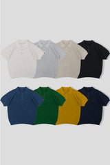 LMN サマースコッティ3ボタンカラー半袖ニット (8 colors)