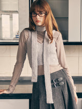 KNIT BUSTIER MUFFLER SET GRAY