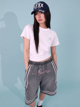 BASKETBALL DENIM HALF PANTS (GREY)