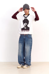 ユニセックス ヒューマンプリントクロップTシャツ (ホワイト)