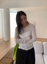 シンガーカットラウンド長袖Tシャツ