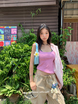 Beauty pink strap sleeveless t-shirt
