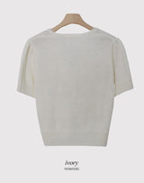 Pastel Pogeun Ribbon Short-Sleeved Knit Cardigan (3color)