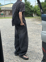 ダブルカットデニムパンツ