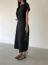 Jeure Wrap Roll-up Short Sleeve Long Dress