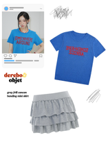 Blue Red Lettering Round Short-Sleeved Knitwear