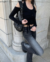 [MADE] Halter tie T - black
