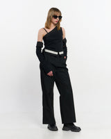 フォールドオーバーワイドスラックス _ BLACK