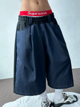 Back Two Pocket Belt Stitch Denim Bermuda Shorts 2color