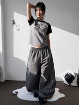Ribbond Check Elastic Waist Balloon Long Pants 3 Colors