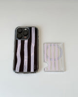 pink stripe magsafe clear card pocket