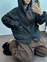 TERRY SHEEP🐑☁🤎HOODIE CARDIGAN JACKET 🤎💛🖤3COLOR