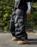 バーン ダイアゴナル カーゴ ワイド デニム パンツ