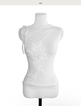 [ vintage + feminine ] moon flower antique ribbed sleeveless top
