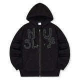 Dot Cross 2way Zip-Up Hoodie - 2COLOR