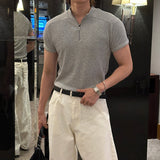 LMN Our Half Zip-Up Slit Short Sleeve Knitwear (4 colors)