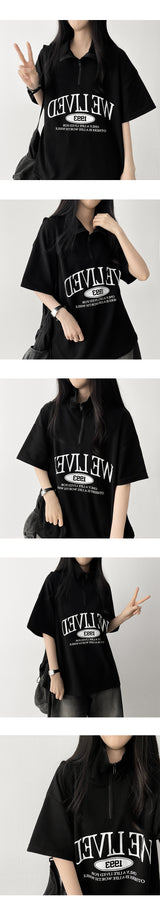 Riven Half Zip-Up Anorak Short Sleeve T-shirt