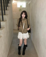 Suede crop trench jacket