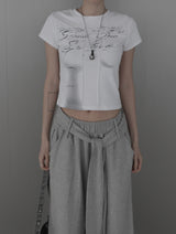 Rail Pintuck Printed Short Sleeve T-shirt
