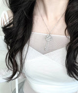 Fancy silver key necklace