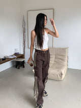RIBBED HALTER SLEEVELESS (2COLOR)