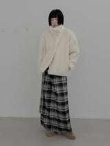 Mocha high-neck fur half coat
