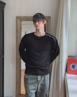 Roda Ribbed Diagonal Zipper Long Sleeve T-shirt