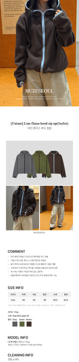 [Unisex] Line fleece hood zip up(3color)