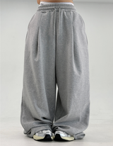 2000 ユニッツソルド❤🥰ファーストショッピング❤ S-XL❤ フリース❤ サイドプリーツワイドバルーントレーニングパンツ