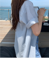 Rear Stripe Short Sleeve Shirt / 2 colors