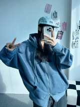 PIGMENT PATCH POINT 2-WAY HOOD ZIP-UP💛🩵🩶 - 3 COLORS