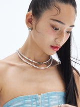 グリーンタグシルバーボールネックレス