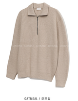 Nade Washable Overfit High Neck Turtle Semi-Zip-Up Knit